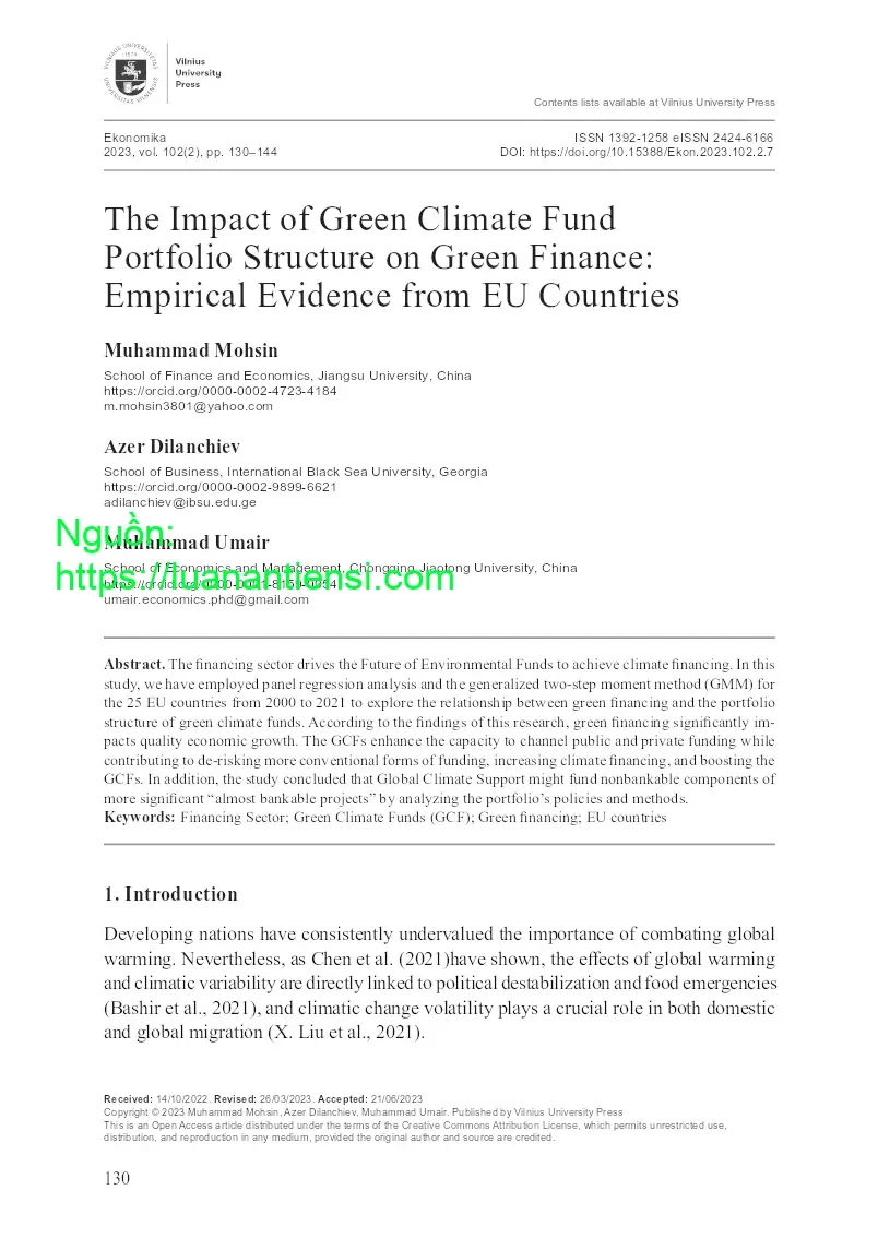Nghiên cứu: The Impact Of Green Climate Fund Portfolio Structure On ...